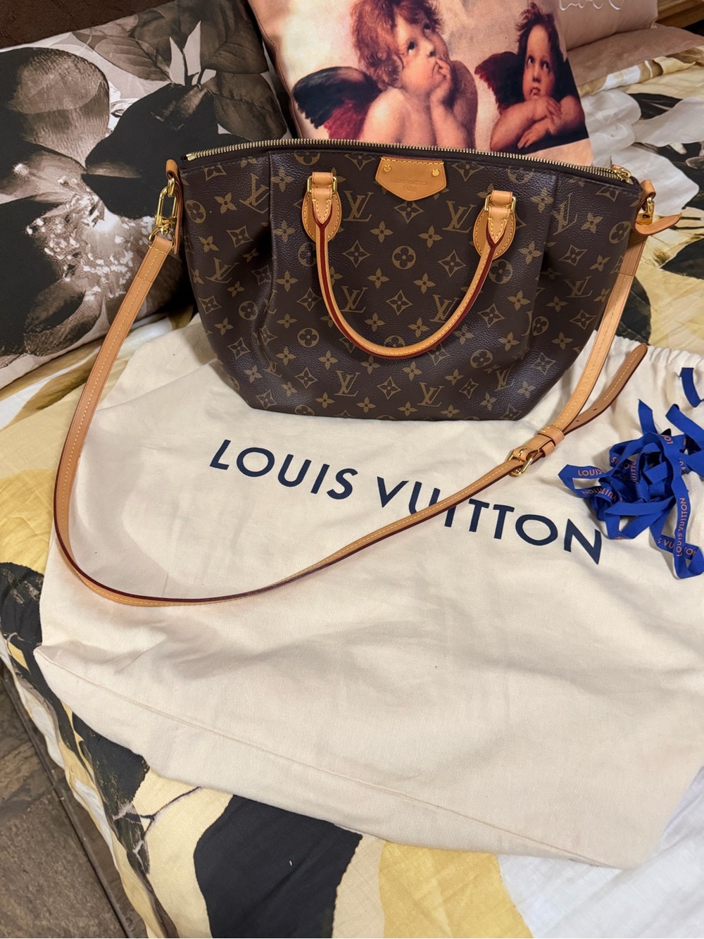 Louis Vuitton Brown Monogram Canvas Shoulder Bag with Tan Vachetta Trim